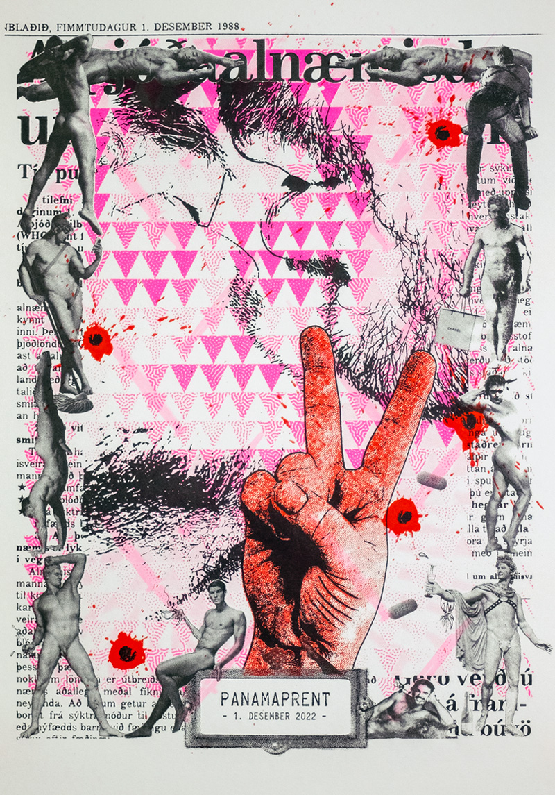 Image of screen printed poster, on the bottom is a logo that says panamaprent.