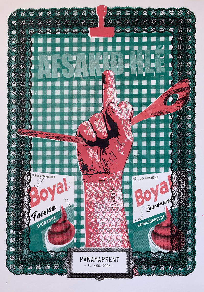 Image of screen printed poster , on the bottom is a logo that says panamaprent.